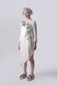 Scribble Assymetric Shirt Dress