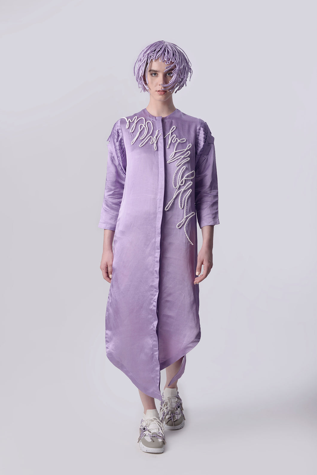 Digital Lavender Scribble Shirt Dress