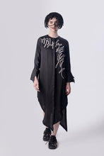 Load image into Gallery viewer, Black Scribble Assymetric Shirt Dress
