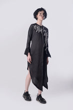 Load image into Gallery viewer, Black Scribble Assymetric Shirt Dress
