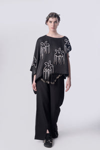 Black Flower Power Kaftan Top