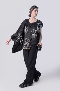 Black Flower Power Kaftan Top