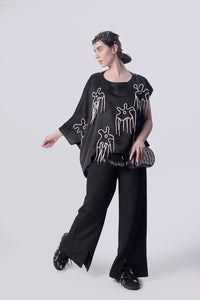 Black Flower Power Kaftan Top