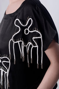 Black Flower Power Kaftan Top