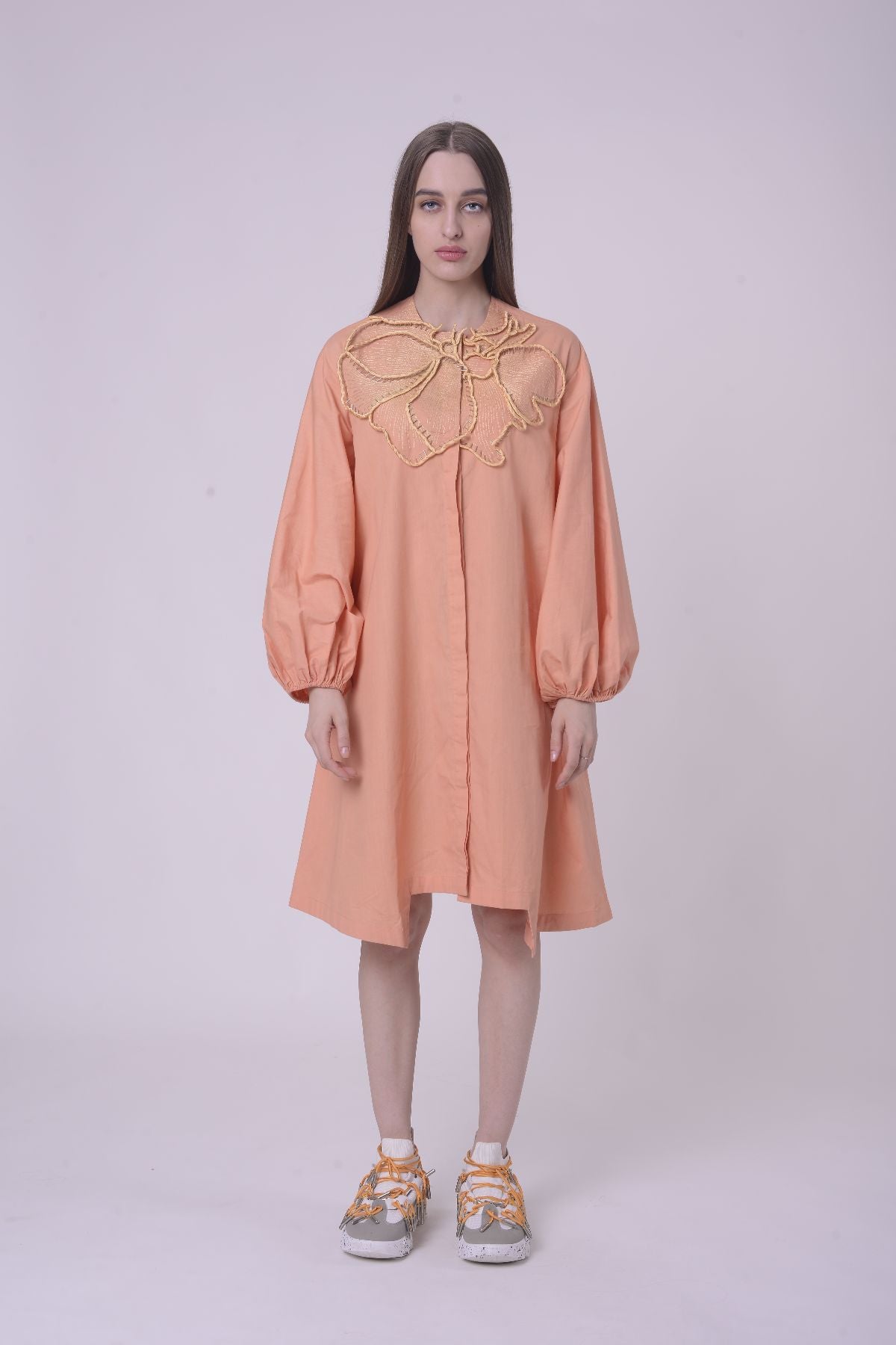 Peach Blossom Shirt Dress
