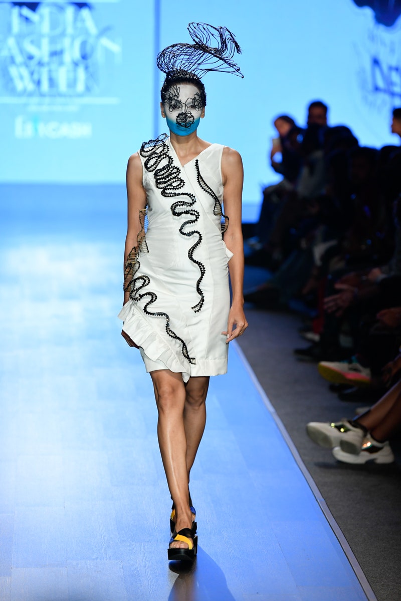 Christina 3D Embroidered  Silk Dress